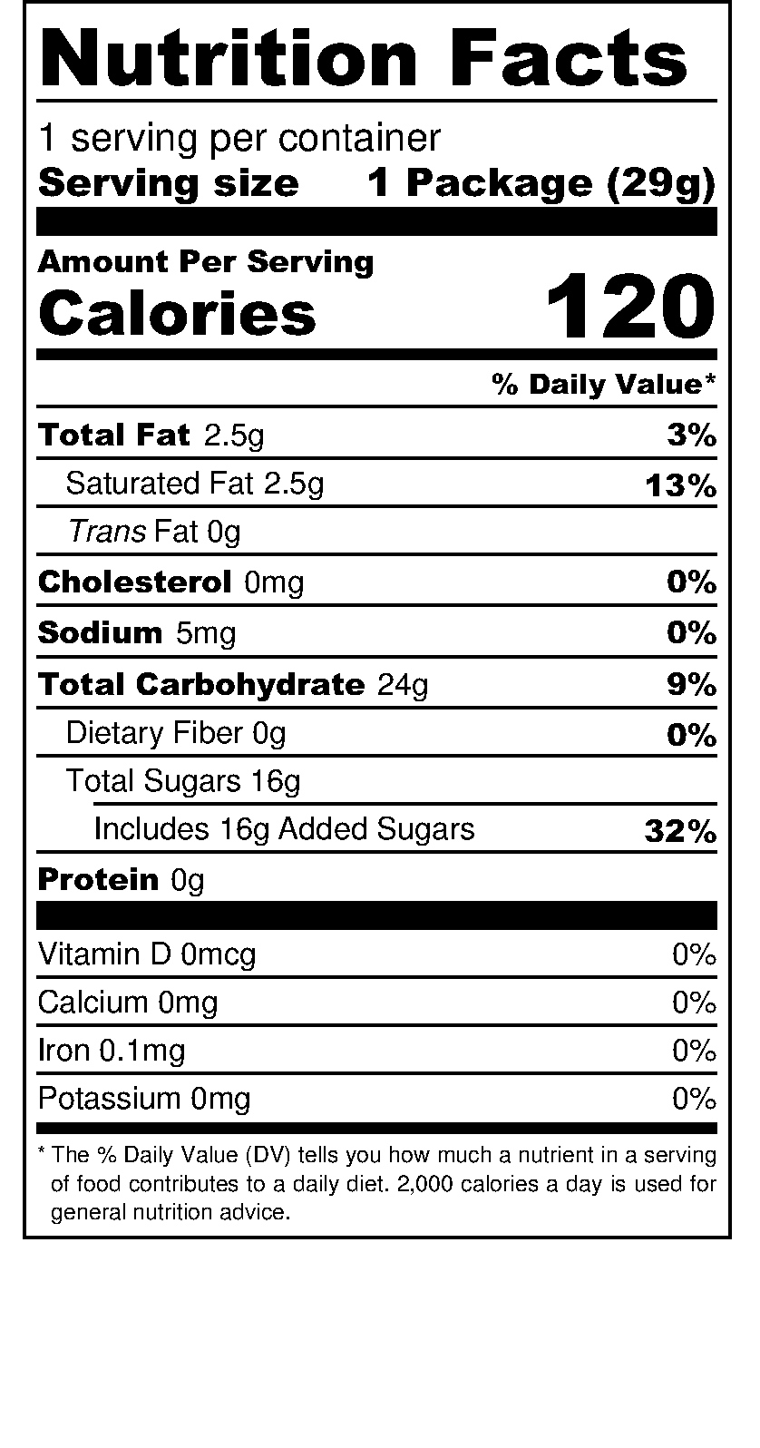 Sweet & Sour Grape Flavored Chews nutritional label