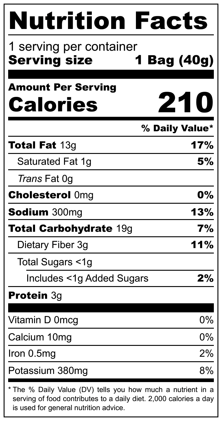 Dill & Chive Potato Chips nutrition facts