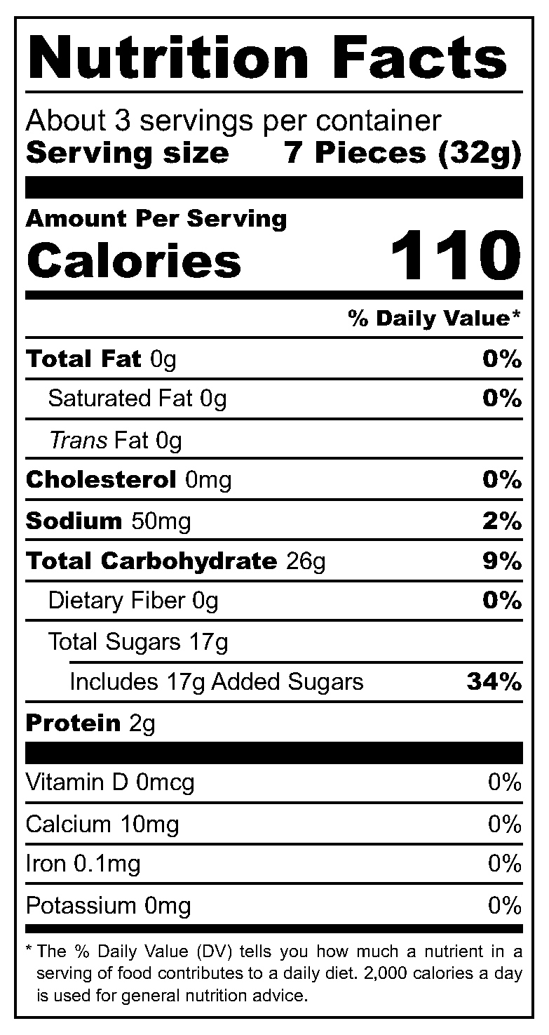 One Pounder Fizzy Iron Brew Soft Candy nutrition facts