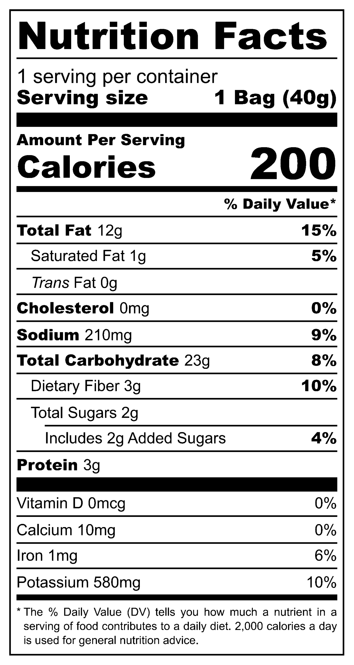 Burts Prawn Cocktail Chips nutritional label