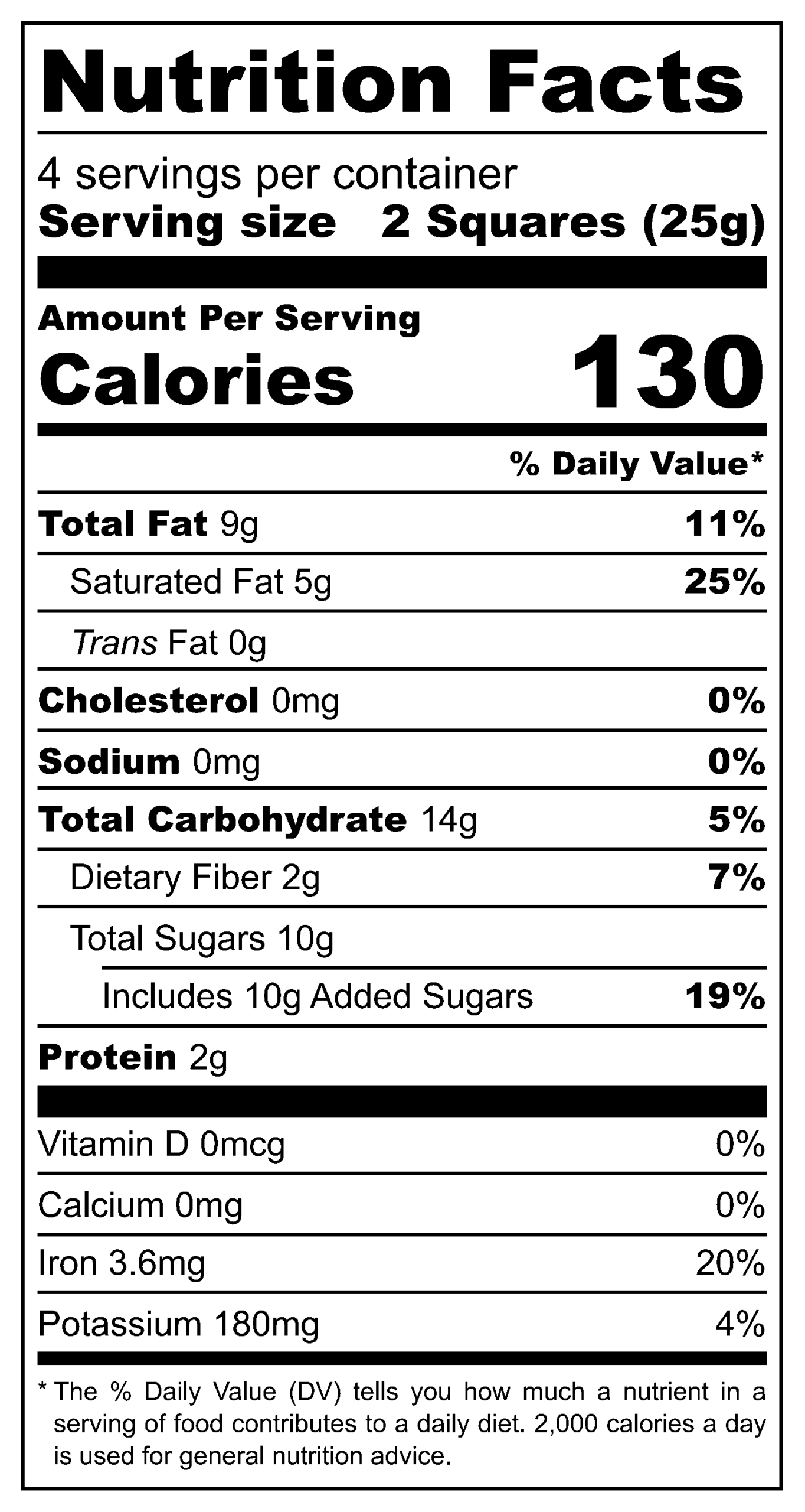 Chocolat Noir Cerise nutrition facts