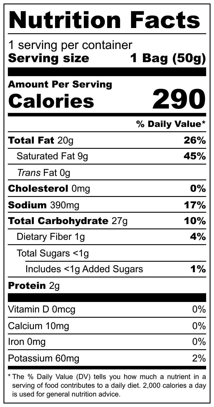 Cadina Crunchy Corn Layers Snacks nutritional label