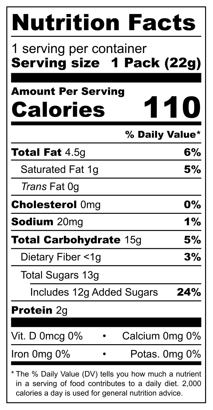 De la Rosa Mazapán Cubierto de Chocolate nutritional label