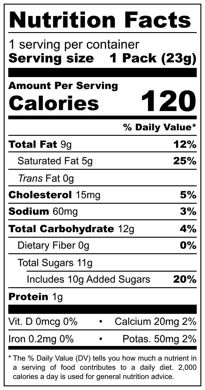 Anthony Thomas Ohio Toffee nutrition facts