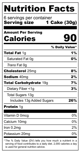 Balconi Apricot Jelly Roll Cake nutritional label
