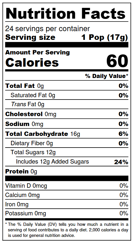 Bon Bon Bum Maracuyá nutritional label