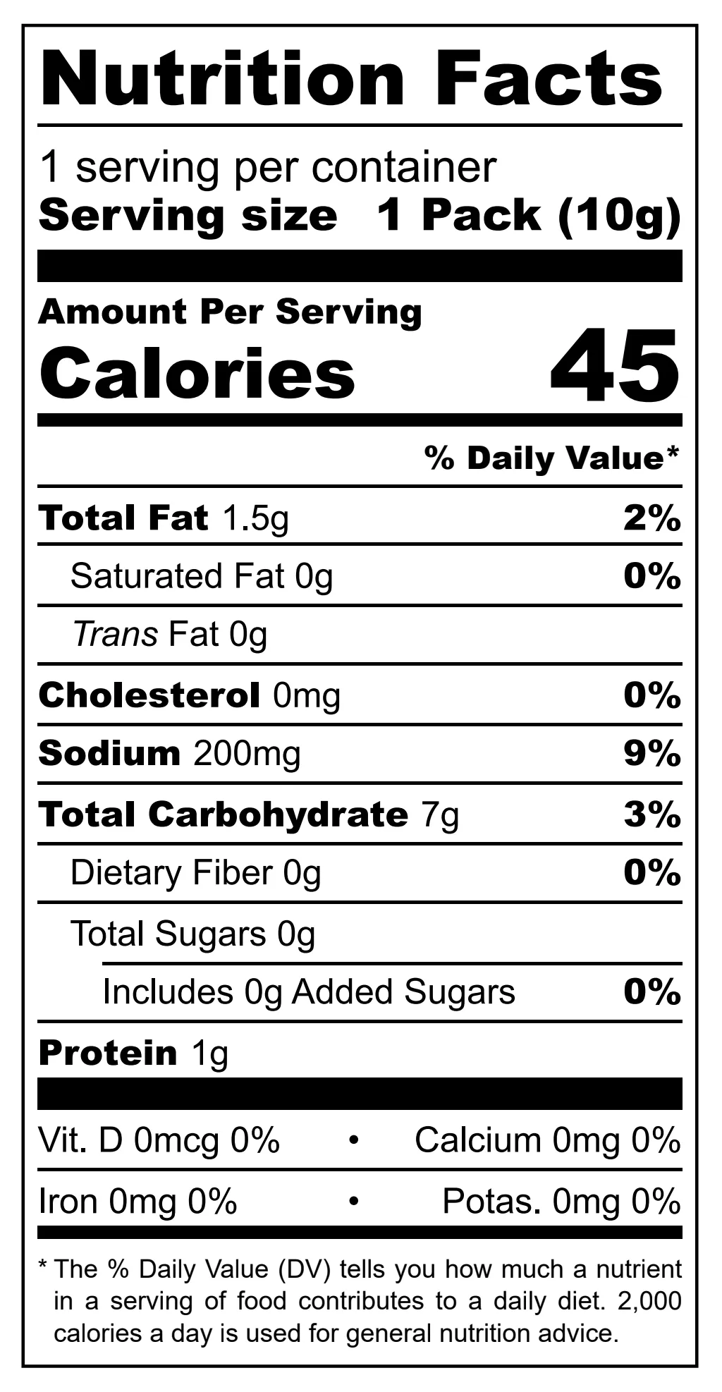 Pepitos Pepedonas nutrition facts