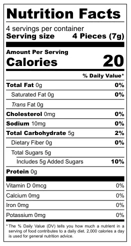 Juice Filled Fruit Jellies nutrition facts