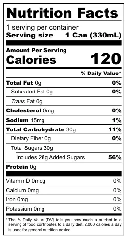 Harboe Cloudy Lemon nutrition facts