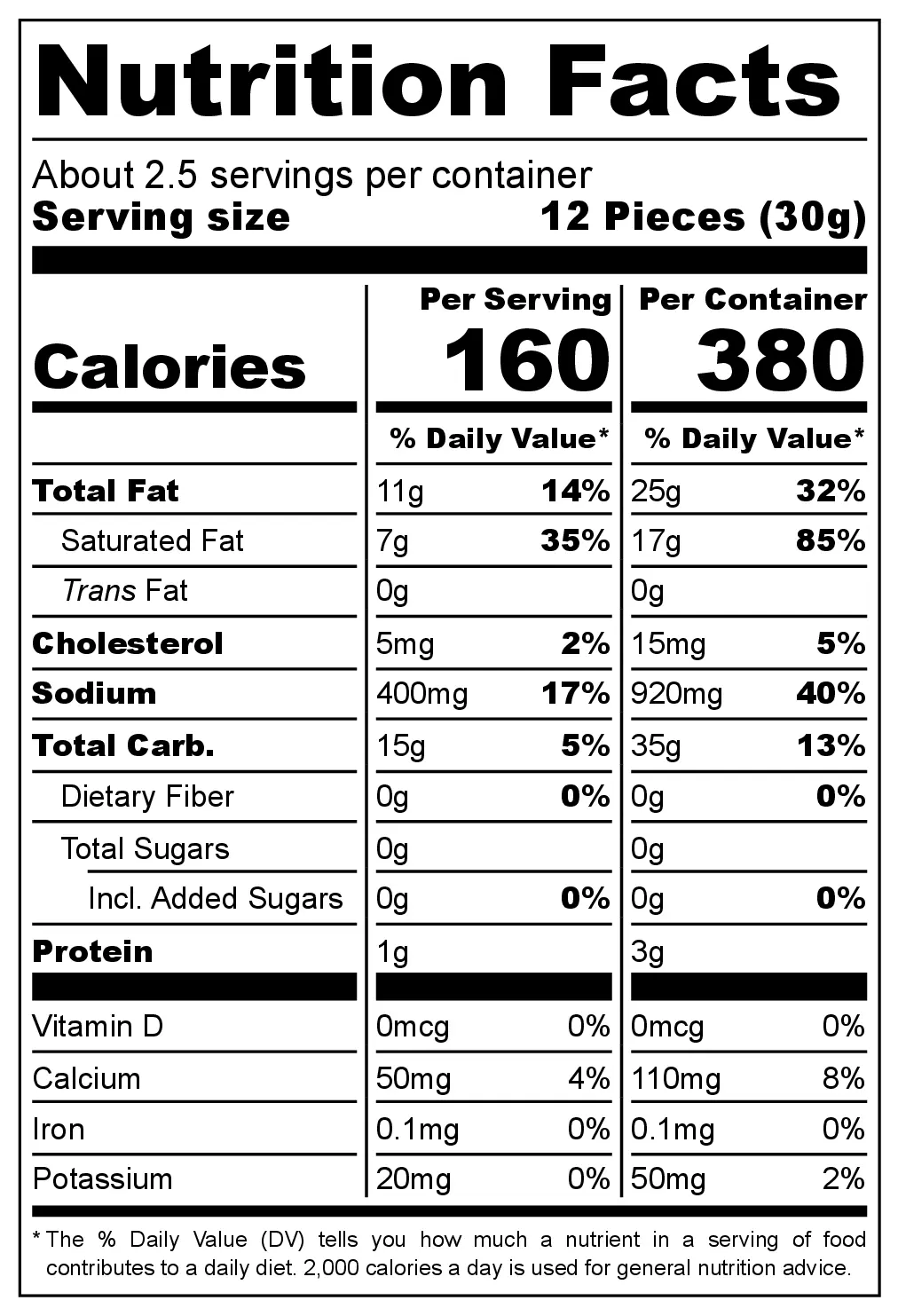 Bel D'Or Onion Garlic Nibbles nutrition facts