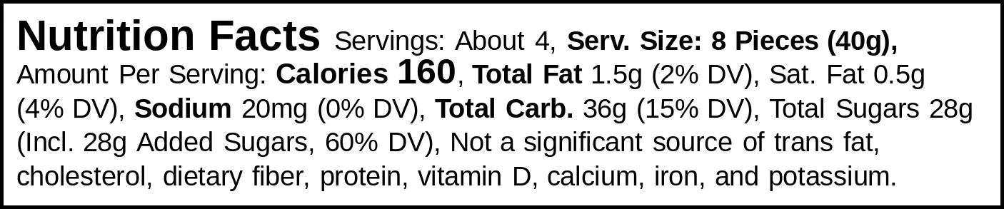Tribala Surtida Verde nutrition facts