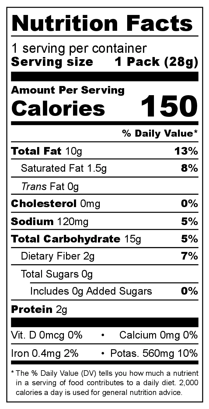Rizadas Mayonnaise Potato Chips nutrition facts