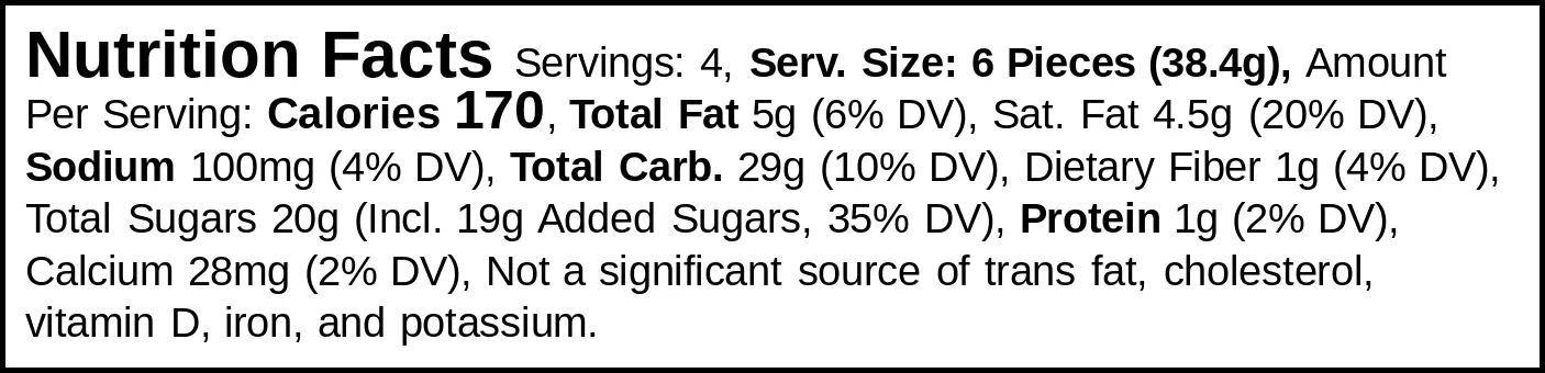 Supercoco Tirudito nutrition facts