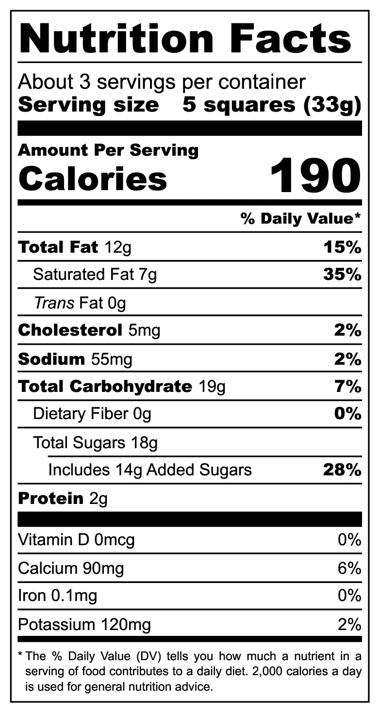 Weinrichs 1895 White Chocolate nutrition facts