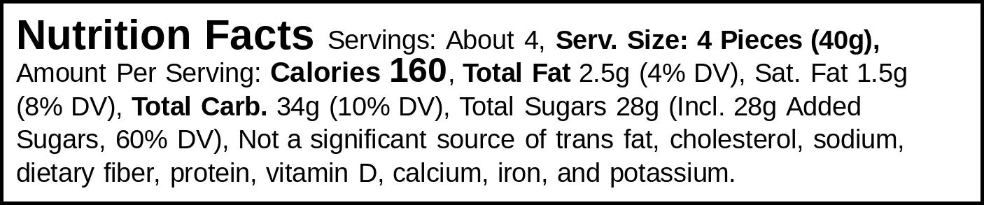 Verquin Air Fruit nutrition facts
