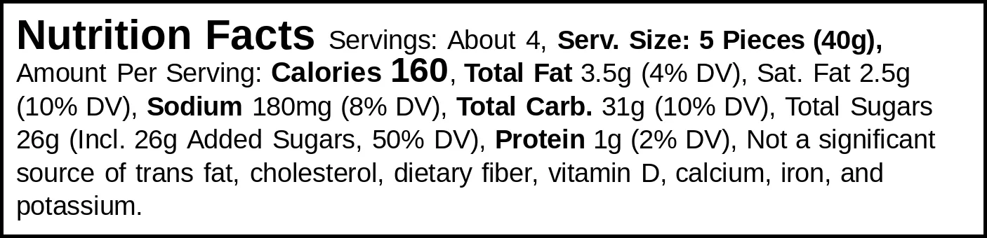 Dupont D’Isigny Caramels nutrition facts