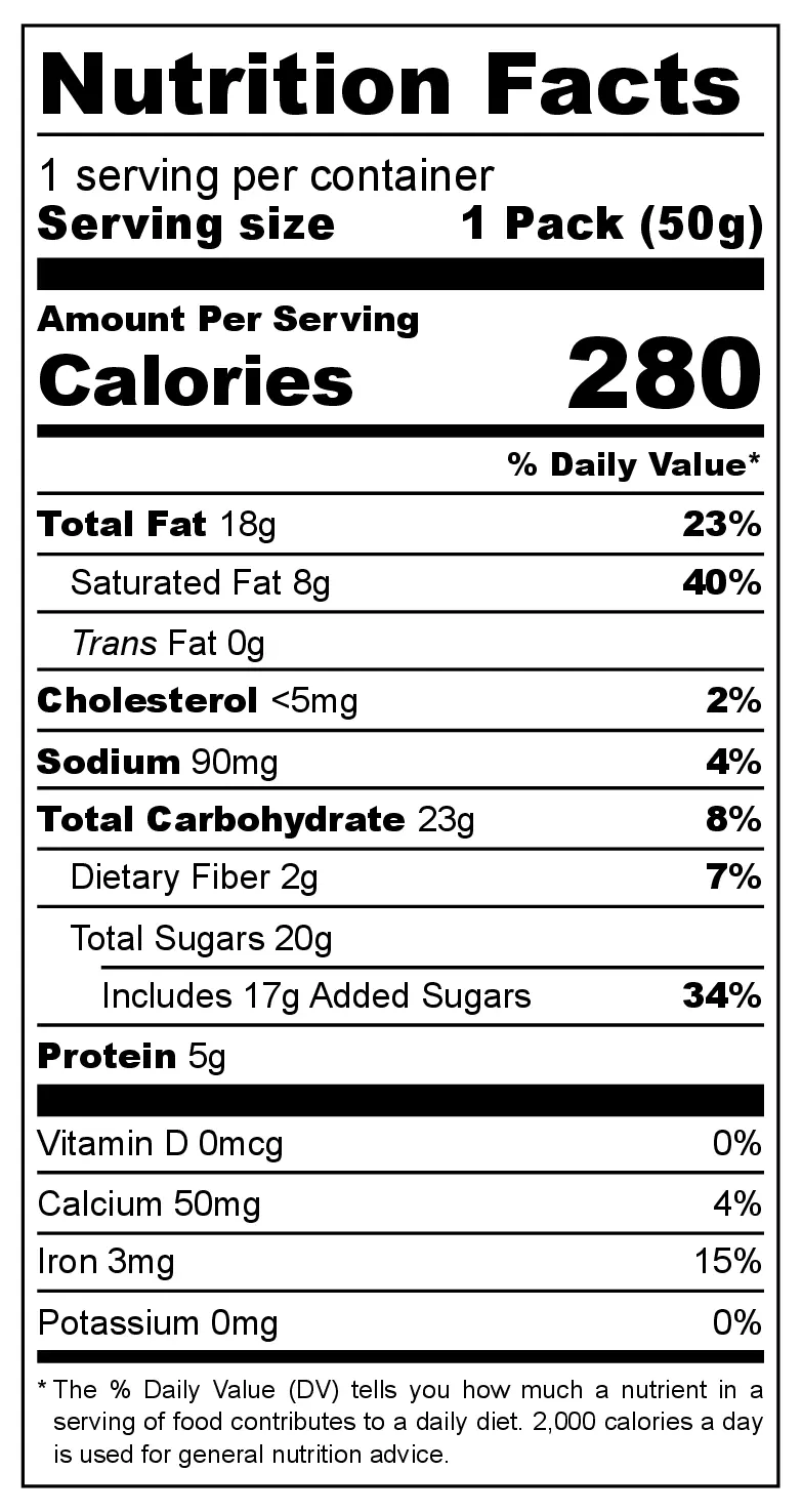 Serenata Triplo Peanut Butter nutrition facts