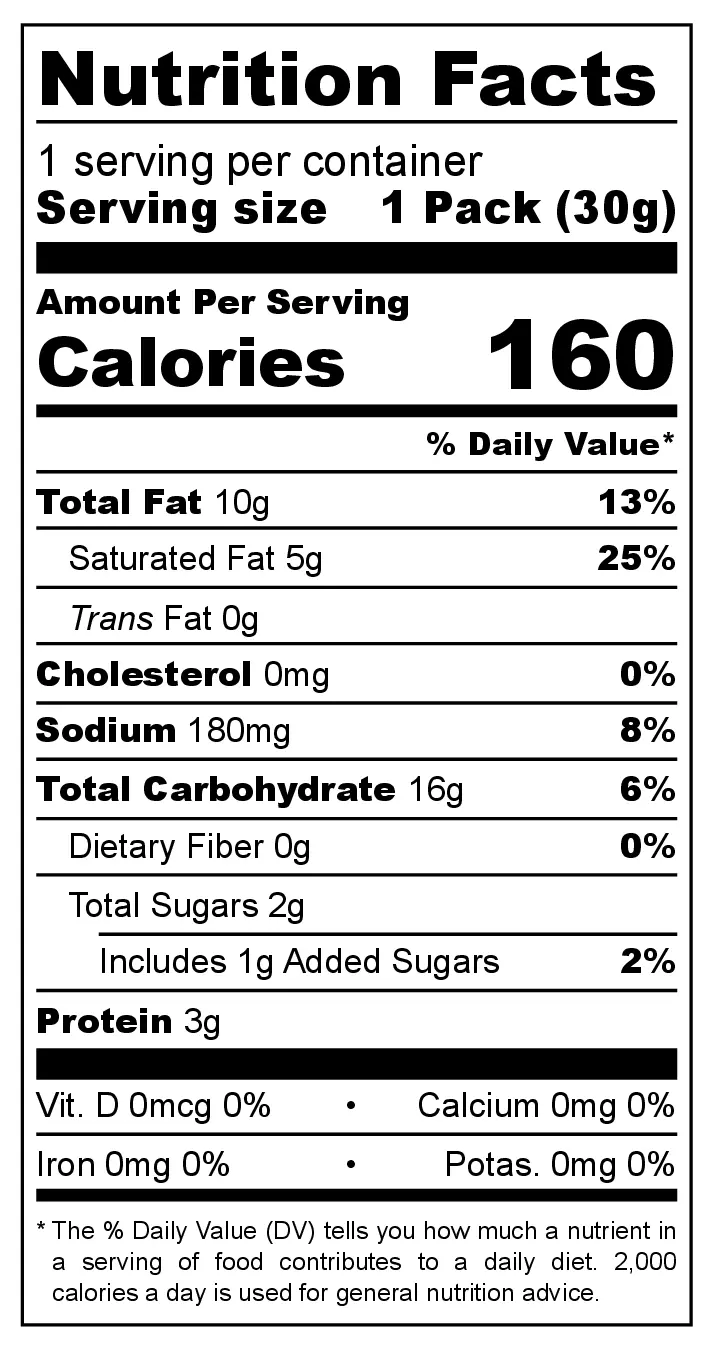Bikano Chips Cream & Onion nutrition facts
