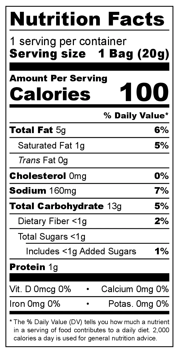 Tikka Masala Nacho Crisps nutrition facts