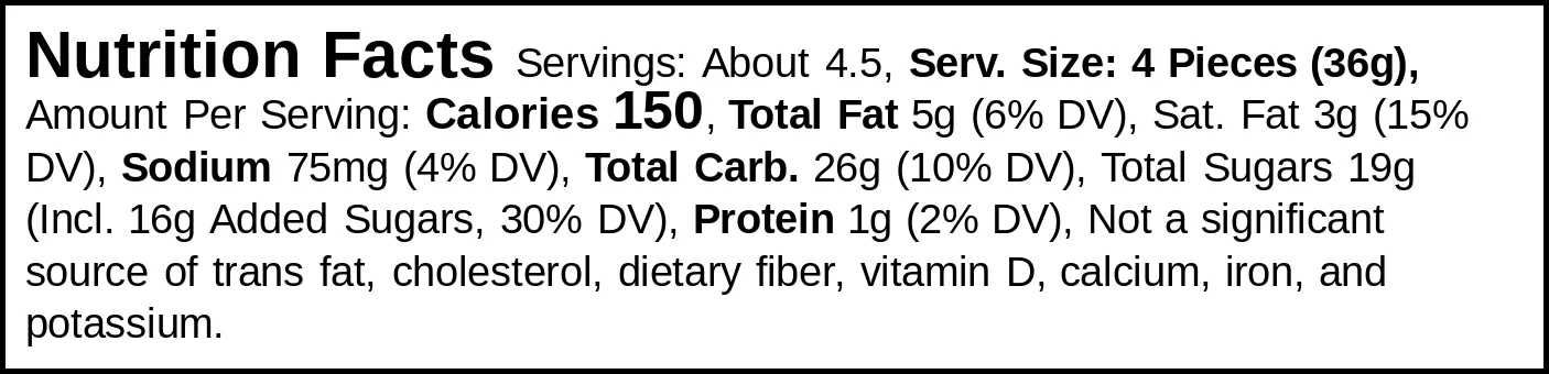 Parle Eclairs Milk nutrition facts