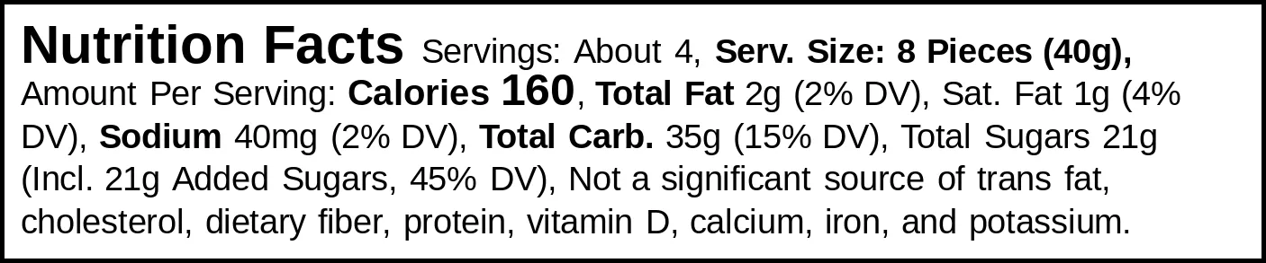 Parle Mango Max nutrition facts