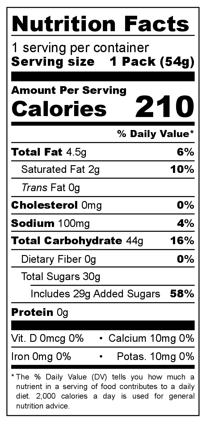 Zelico Fruit & Milk Soft Candy nutrition facts
