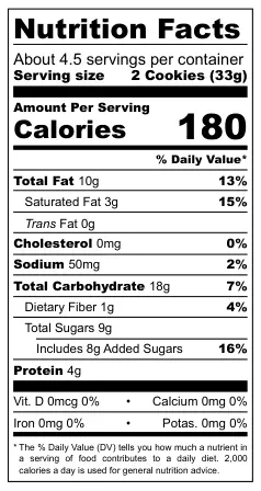 Hellema Peanut Cookies nutritional label