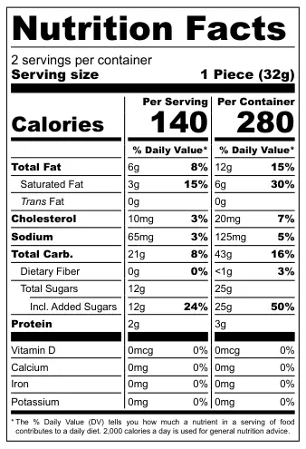 Old Mill Stroopwafels Duo Pack nutritional label