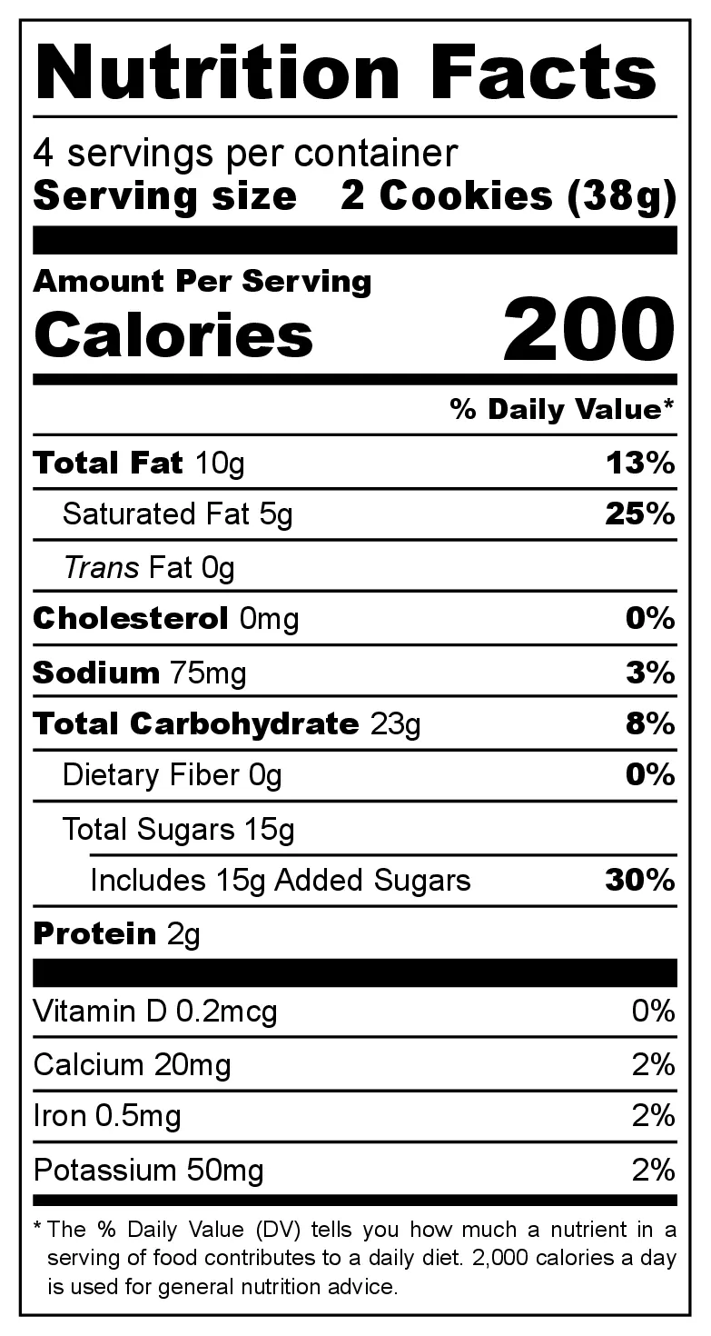Merba Lemon Chocolate Cookies nutrition facts