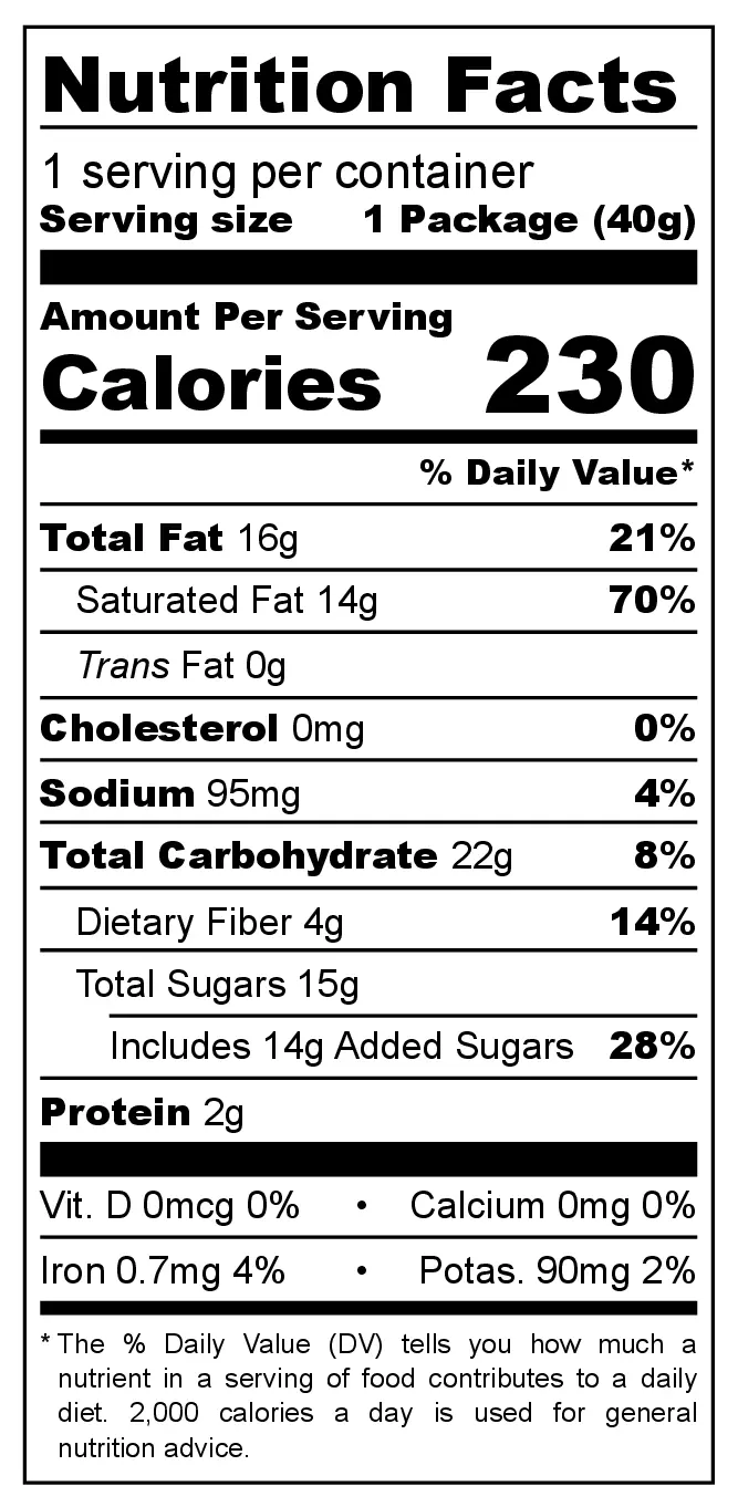 Glendee Coconut Chips nutrition facts