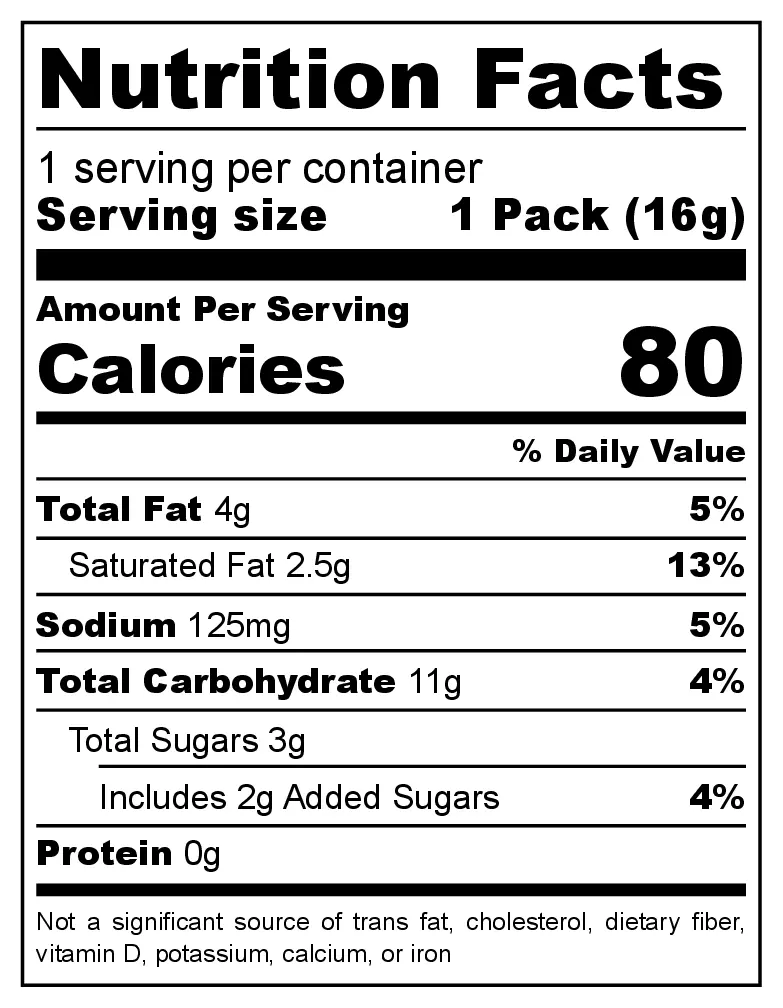 Suthera Thai Coconut Crispy Rolls nutrition facts