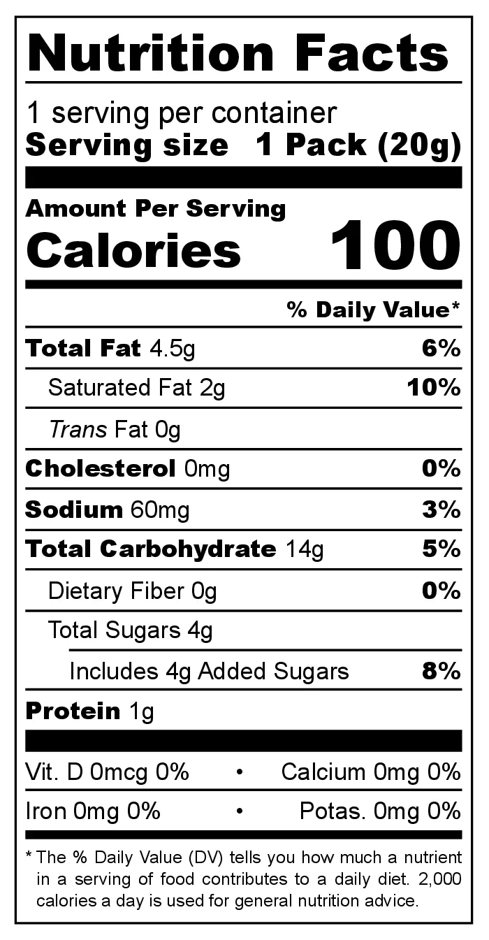 Unifirms Yo Friend nutrition facts
