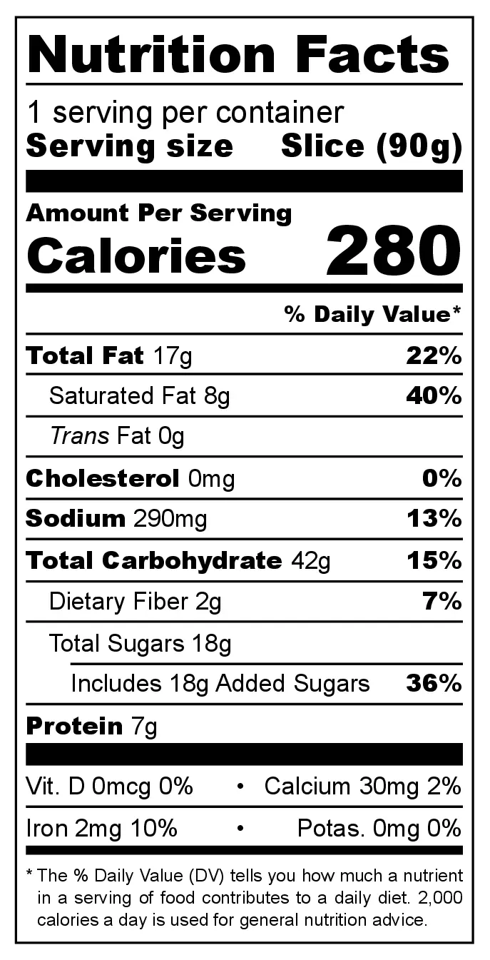 Castipan Orange Honey Cake nutrition facts