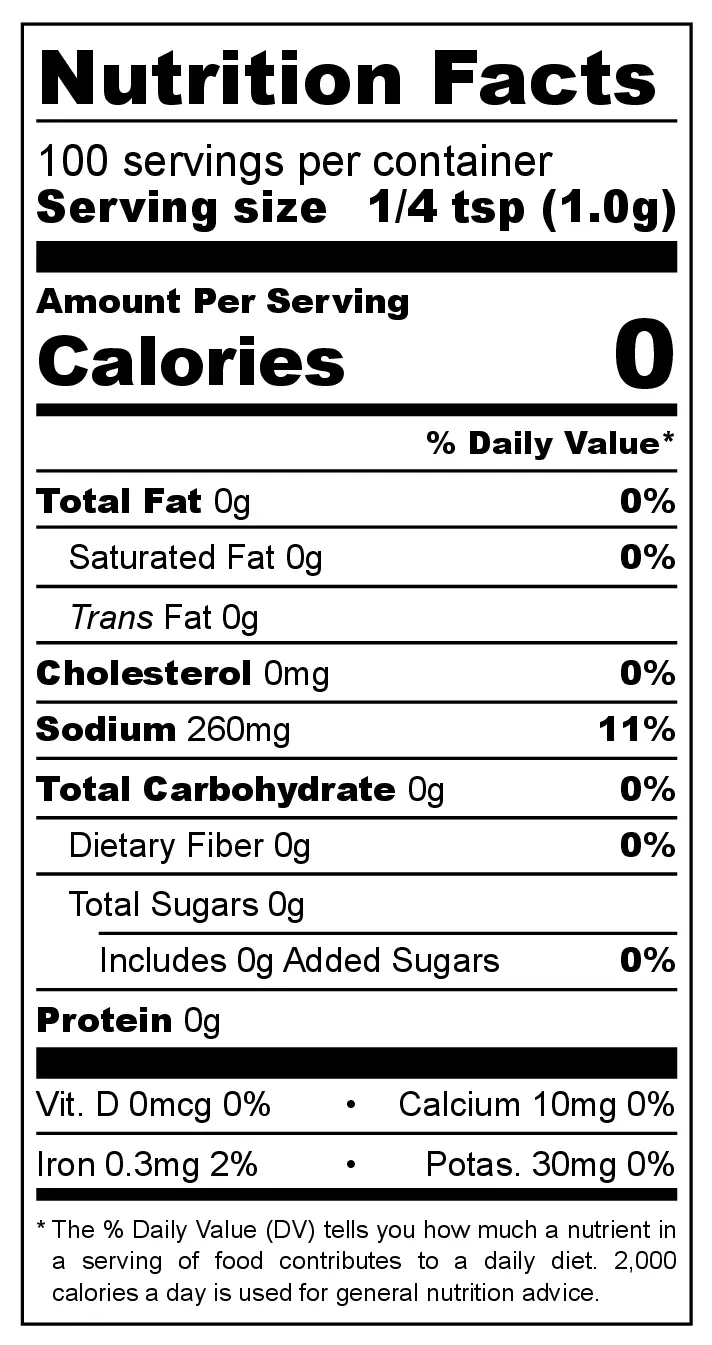 Aara Zing Factor nutrition facts