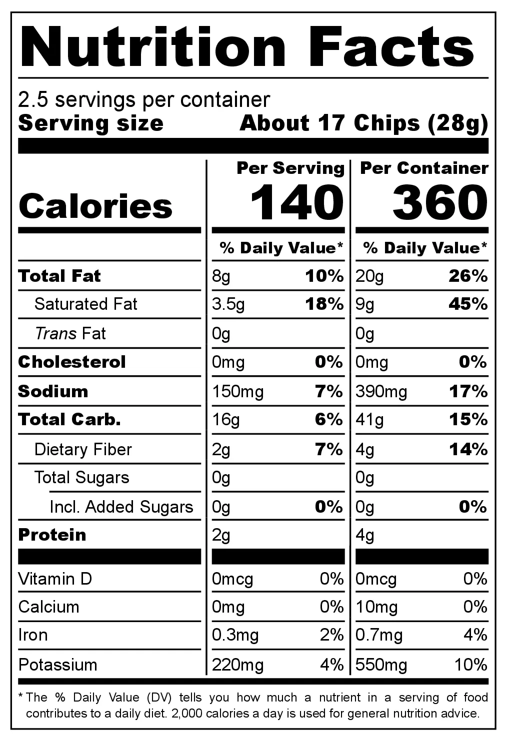 La Niña Papa Con Sabor Limón nutrition facts