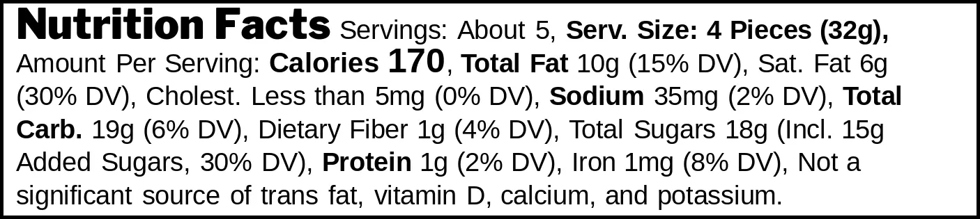 The Belgian Milk Salted Brownie nutrition facts