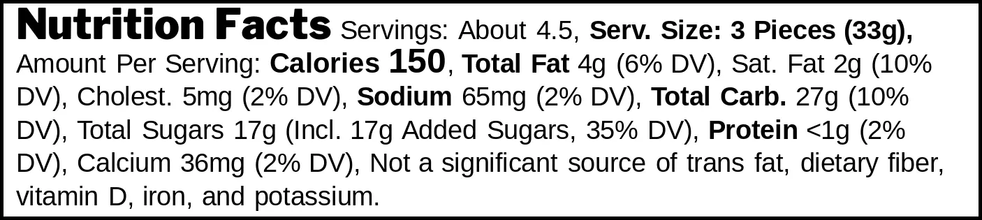 Bristow’s of Devon Fudge nutrition facts