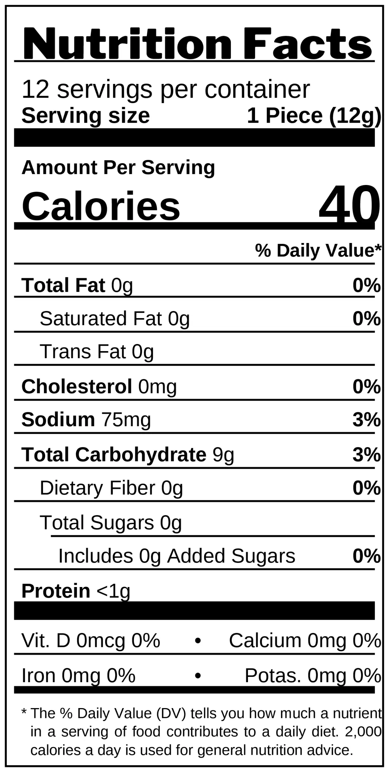 Yorkshire Pudding & Pancake Mix nutrition facts