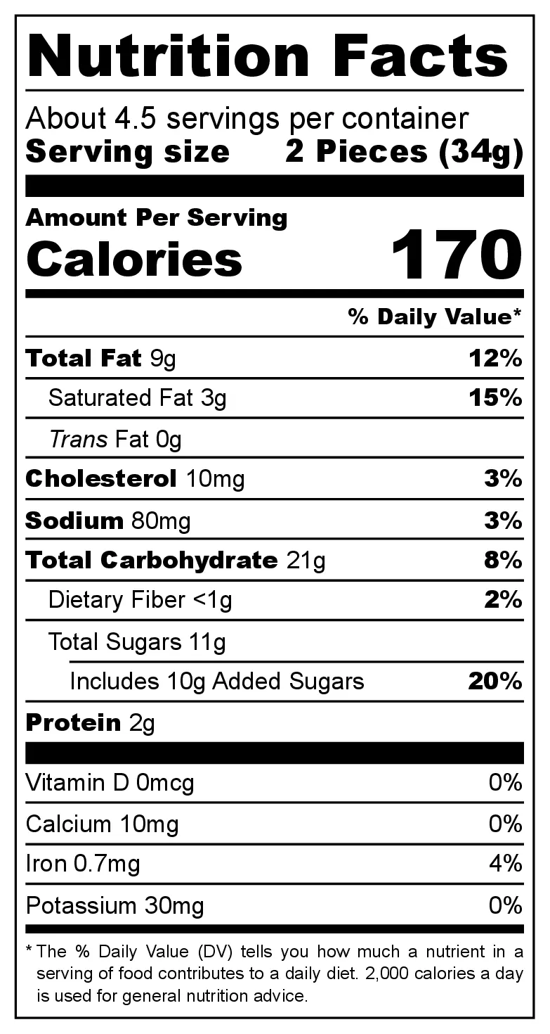 Velvet Cream Hazelnut Biscuits nutrition facts