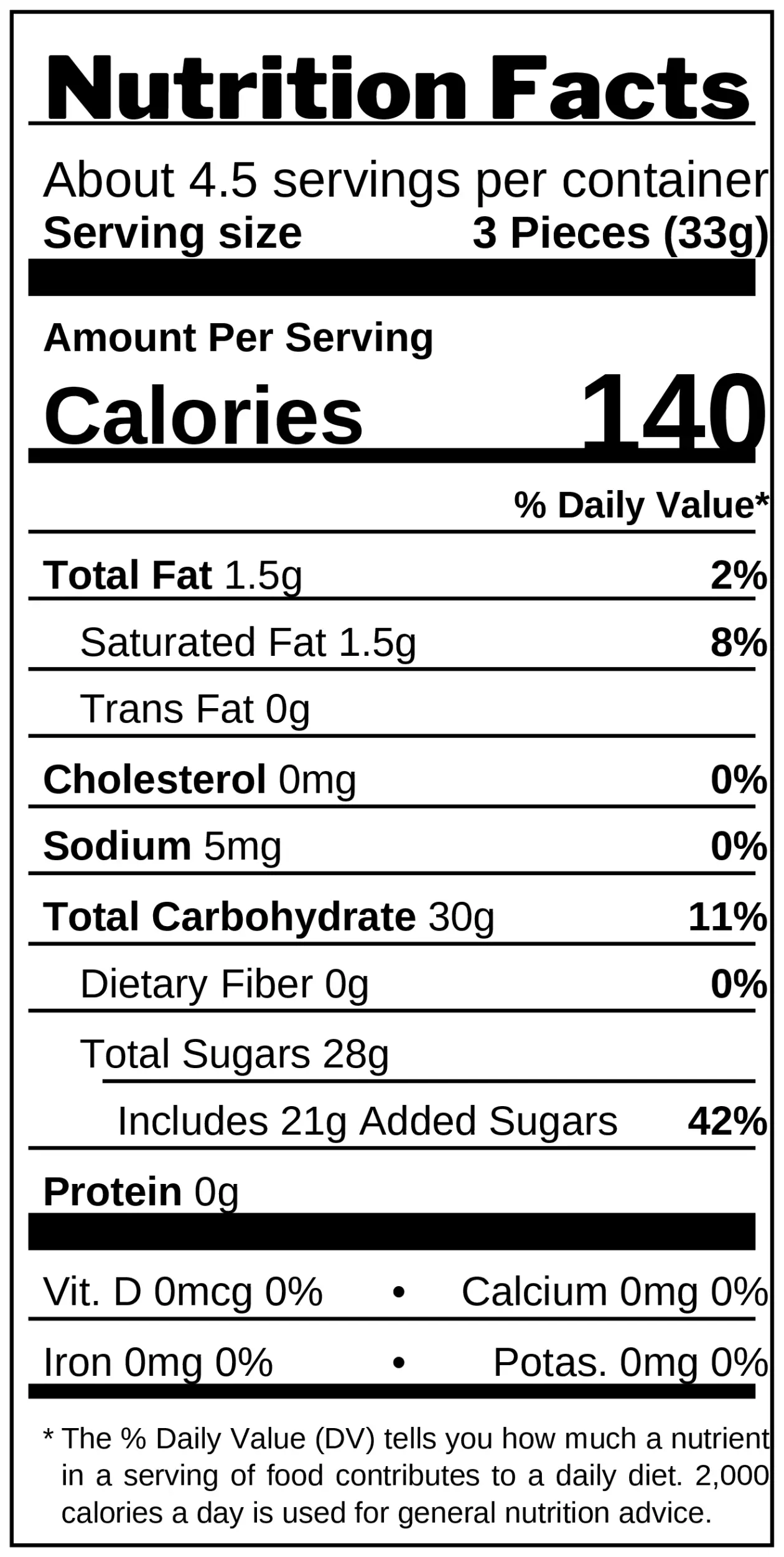 Greek Yogurt Chews nutrition facts