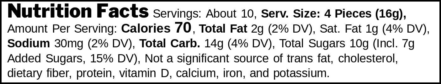 Cappuccino Candy nutrition facts