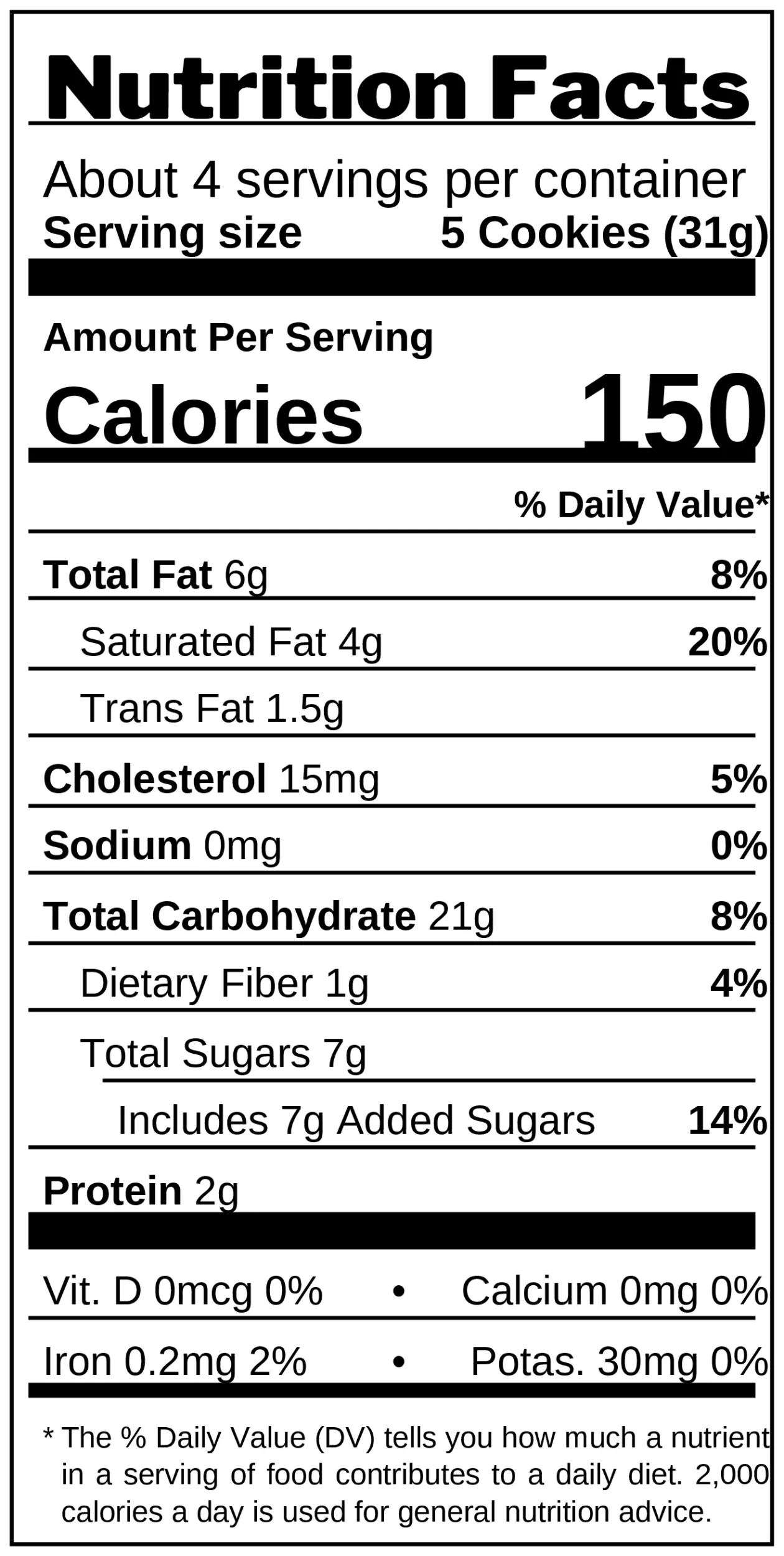 Shortbread Cookies nutrition facts