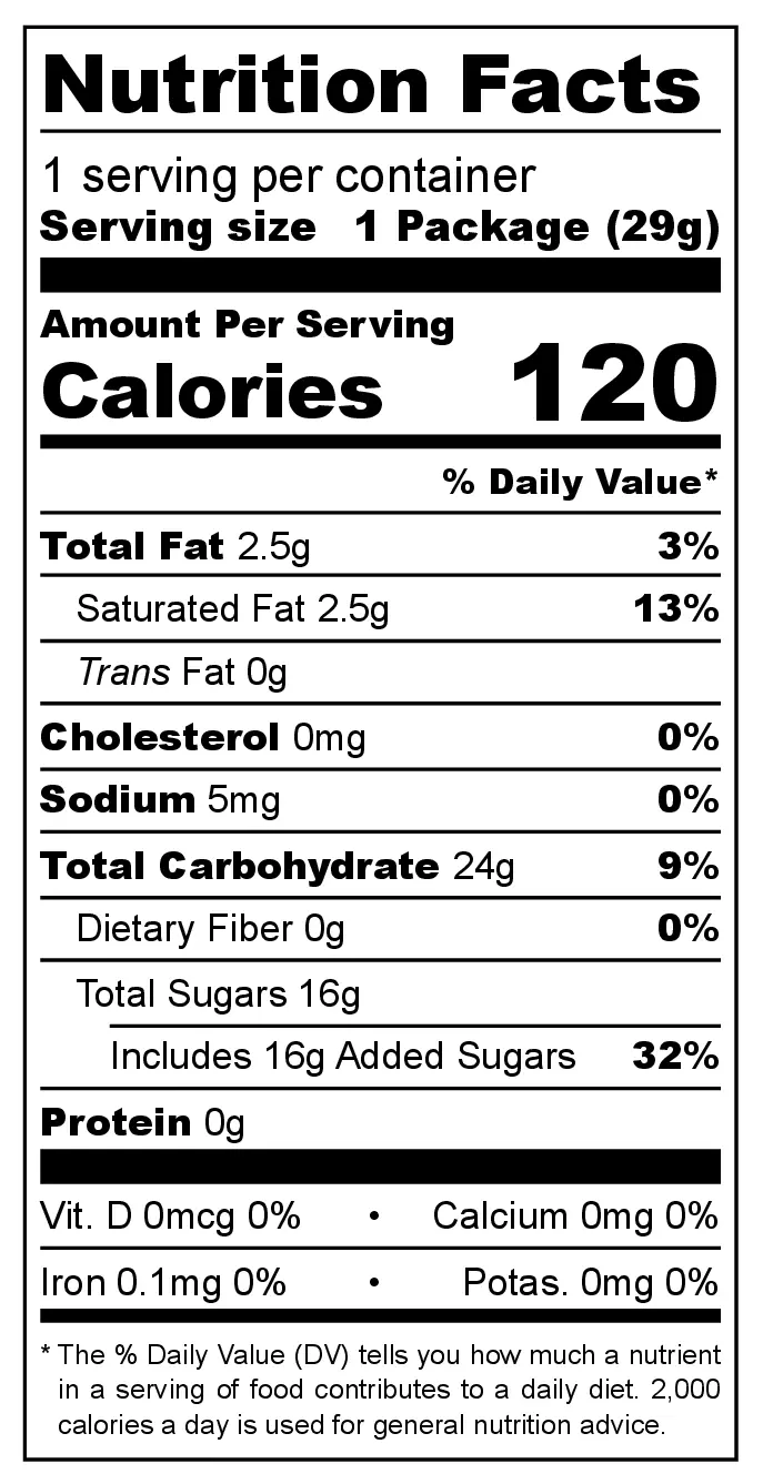 Grape Sweet & Sour Chews nutrition facts