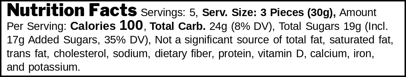 Blackcurrant & Melon Jelly Candy nutrition facts