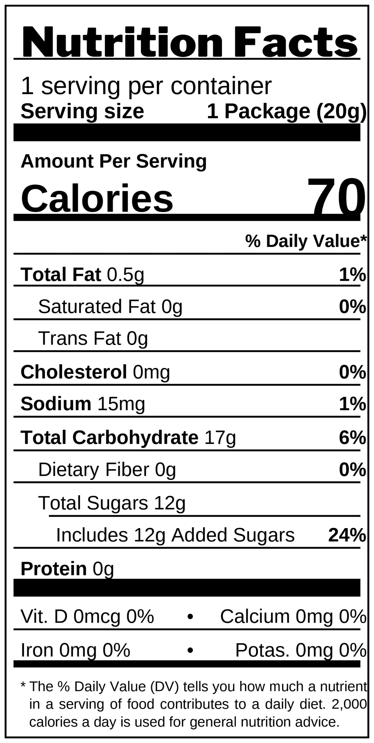 Sour Busters Watermelon Chew Bar nutrition facts