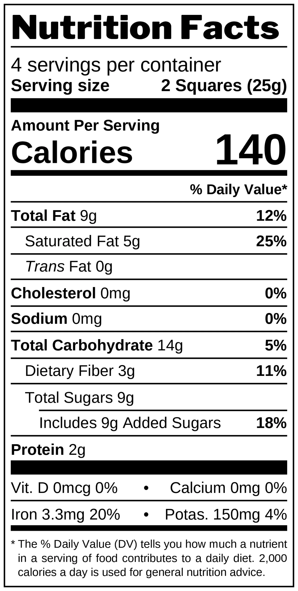 Chocolate Bar with Almond & Pear Bits nutrition facts