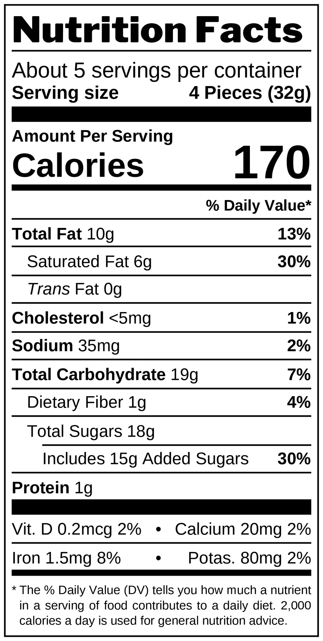 Milk Salted Brownie nutrition facts
