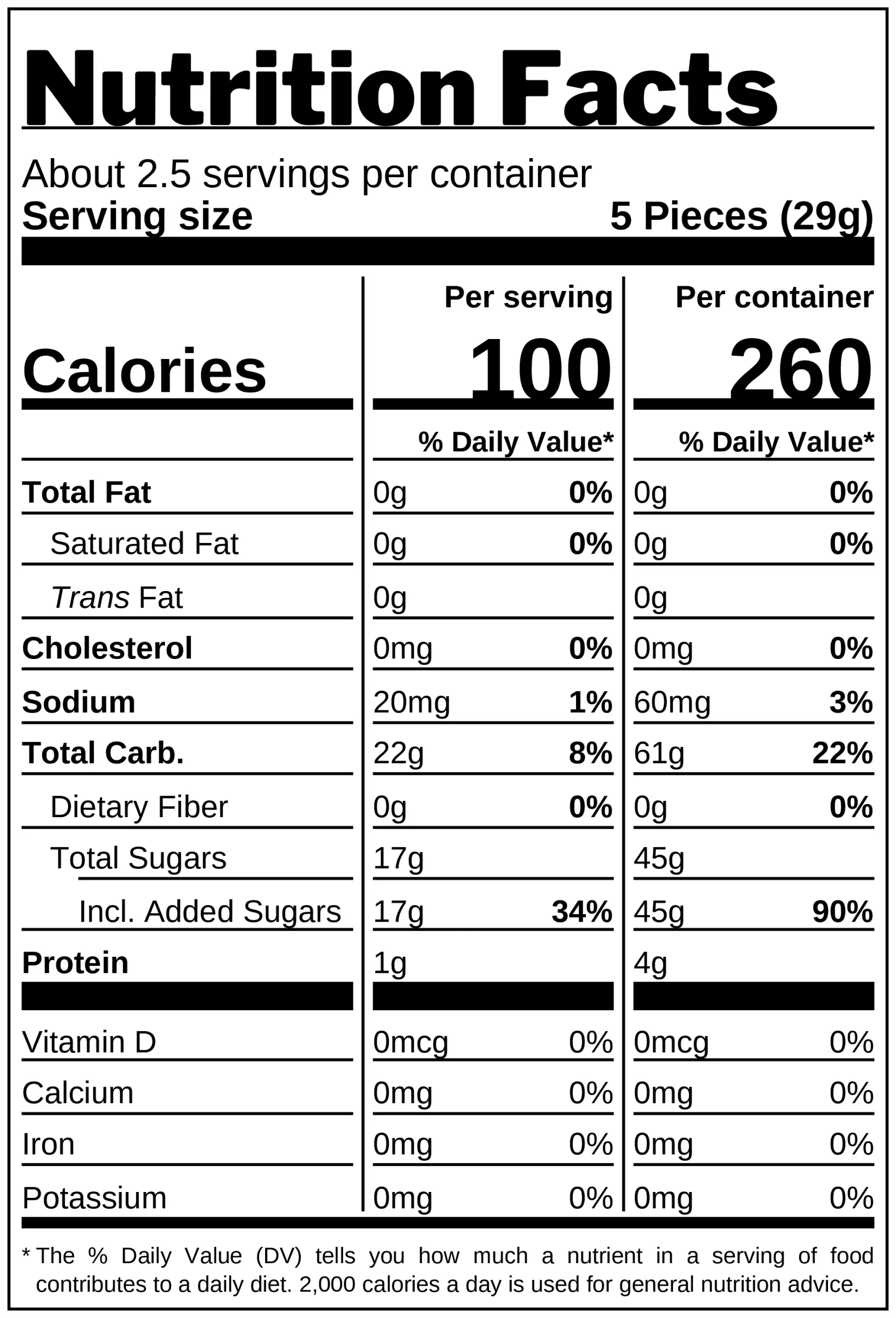 Sour Watermelon Gummies nutrition facts