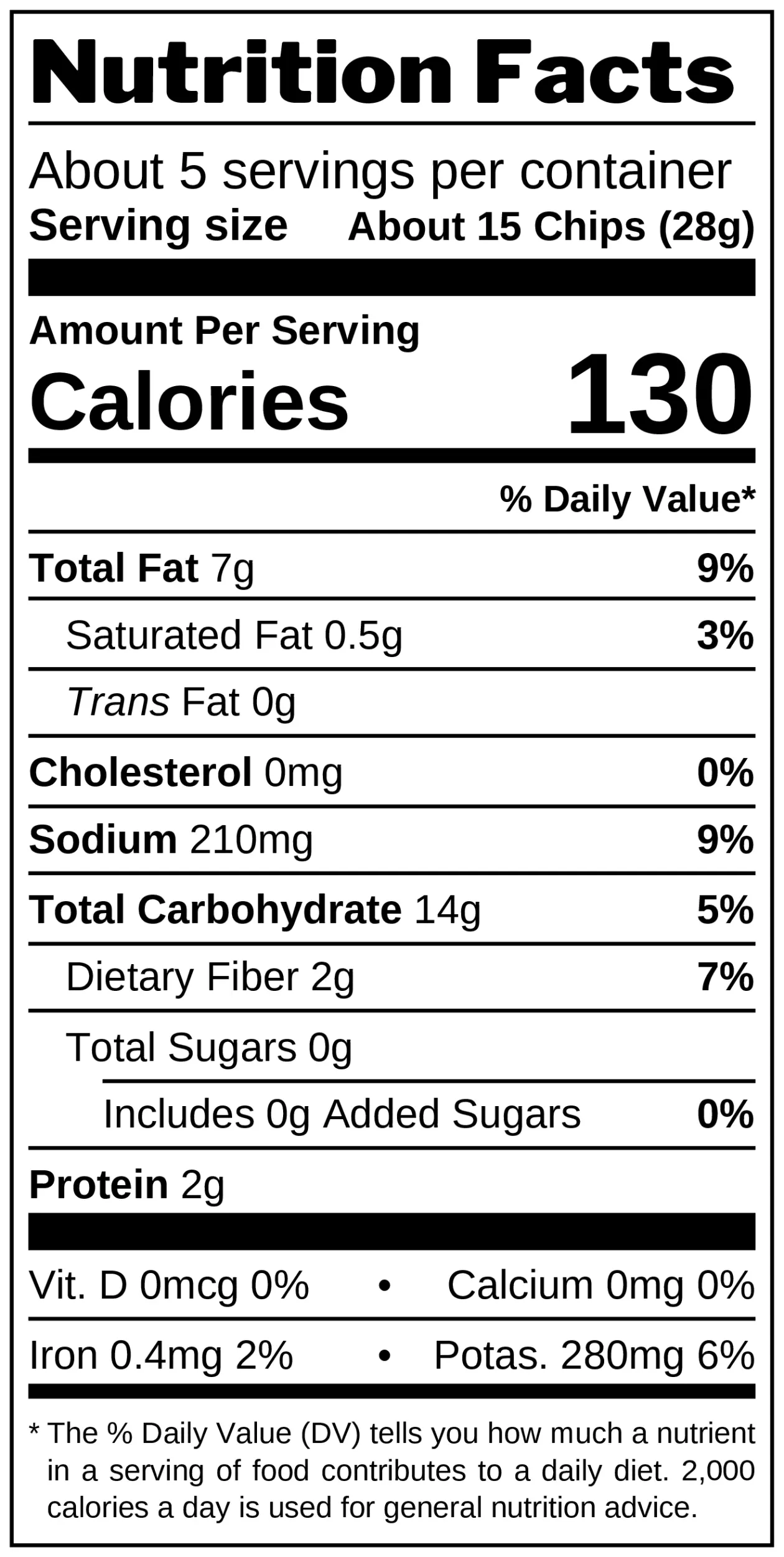 Salt & Pepper Potato Chips nutrition facts