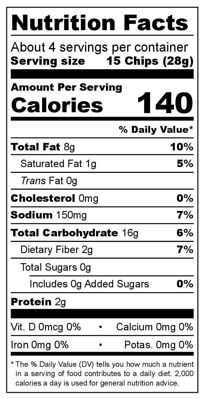 Vinegar & Garlic Potato Chips nutrition facts